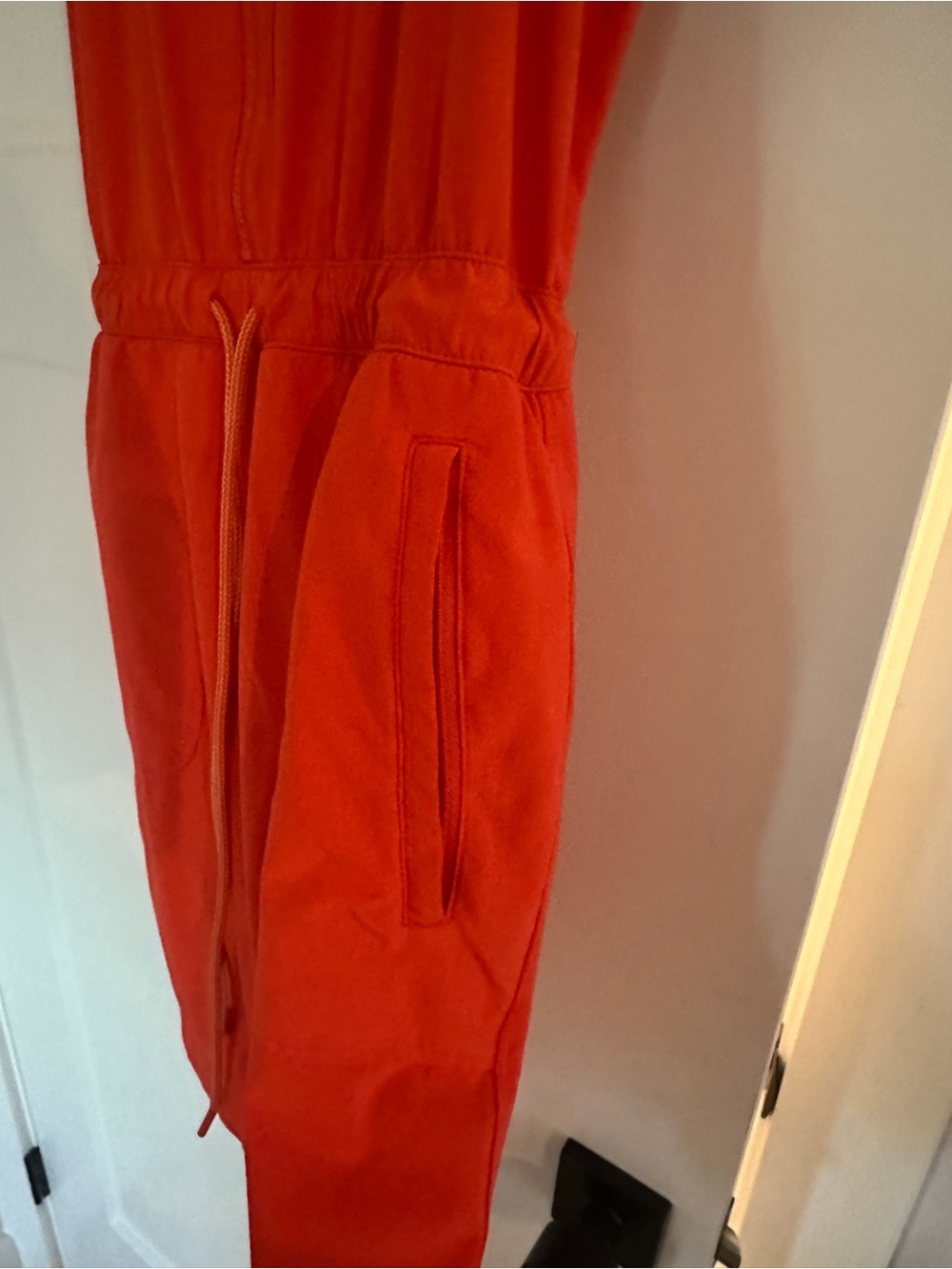 Athleta Bright Orange Zip-Front Drawstring Mini Dress - Picture 2 of 4